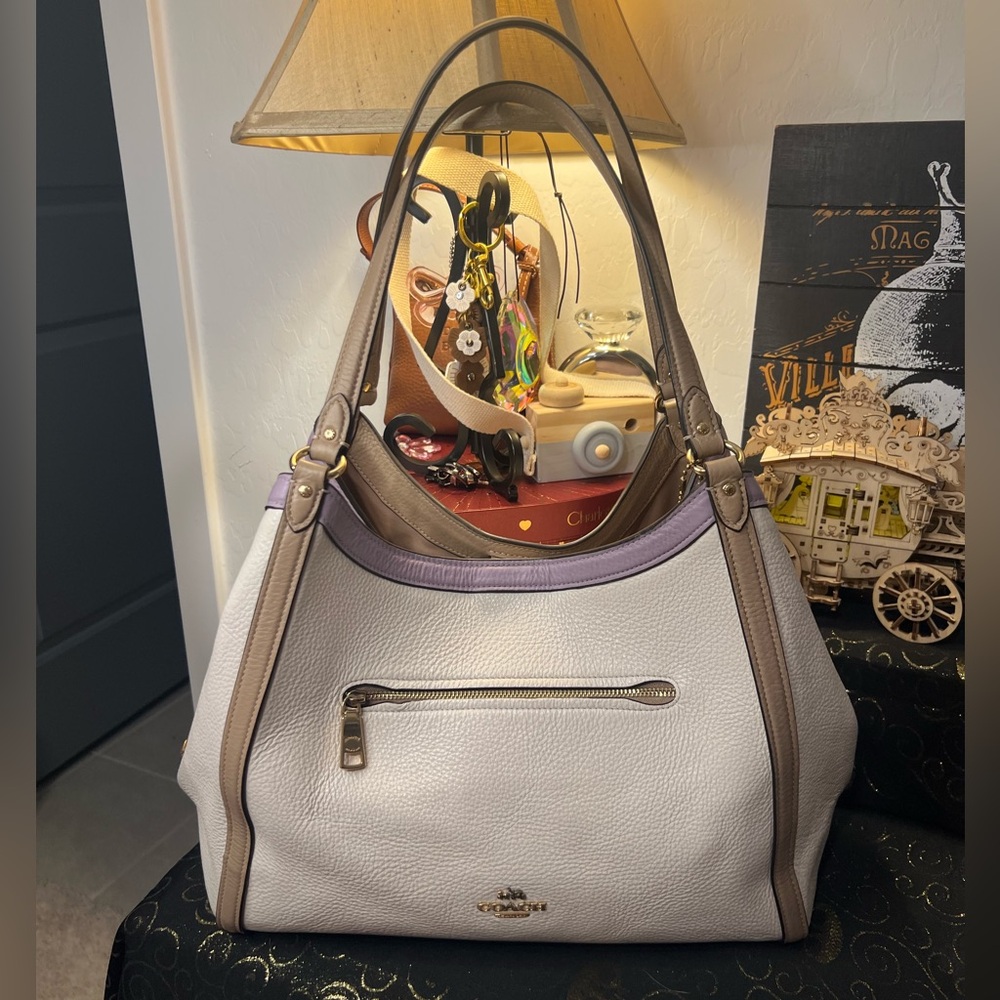Coach 2022 Pebble Leather Kristy Lexi Shoulder Bag Colorblock CA216 Chalk/Multi - Picture 4 of 16